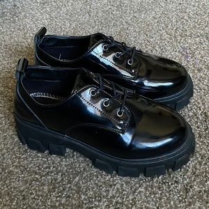 Black platform oxfords